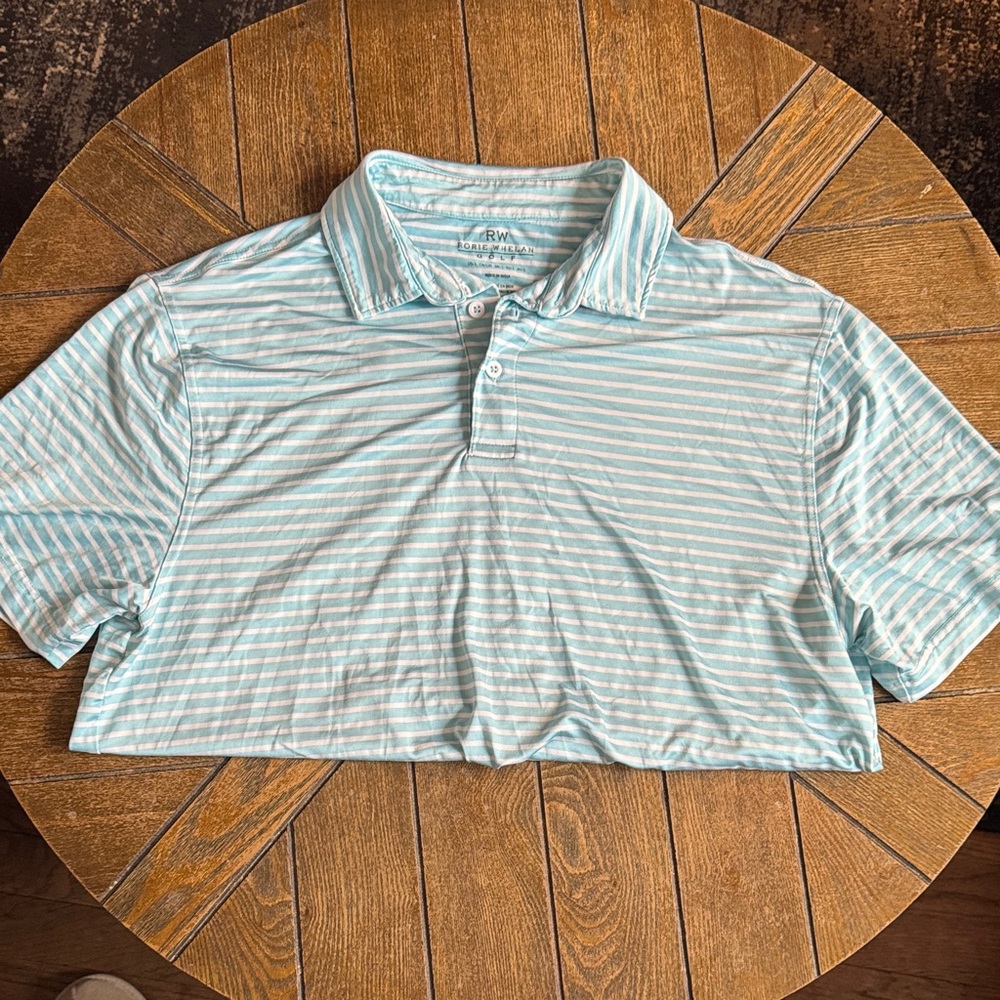 Men's Light Blue Striped Polo Shirt